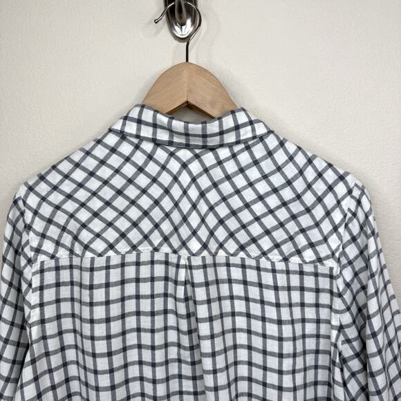 NWT LUCKY BRAND W Sz XL Gray/Creme Plaid Contrast Long Sleeve Button Up Shirt - Picture 5 of 16